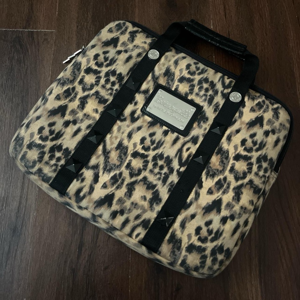Vintage Betsey Johnson Studded Leopard Print Laptop Bag